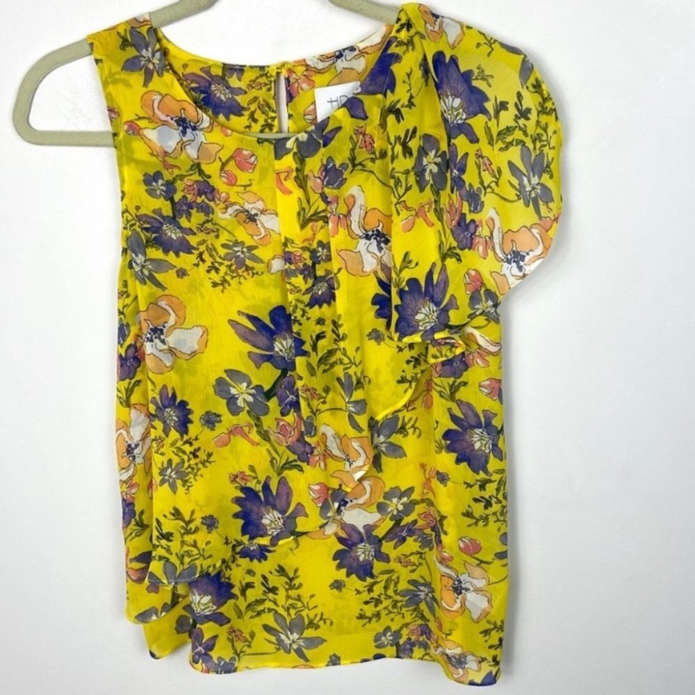 Anthropologie HD In Paris Sun Garden Yellow Floral Blouse Size 4 Bohemian Top